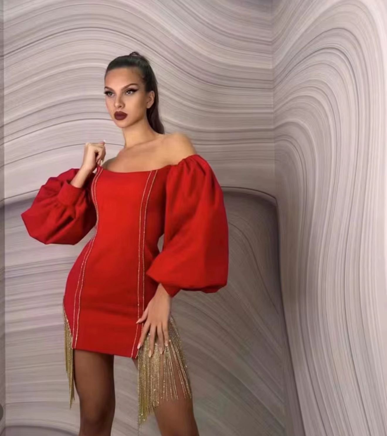 hot red dress
